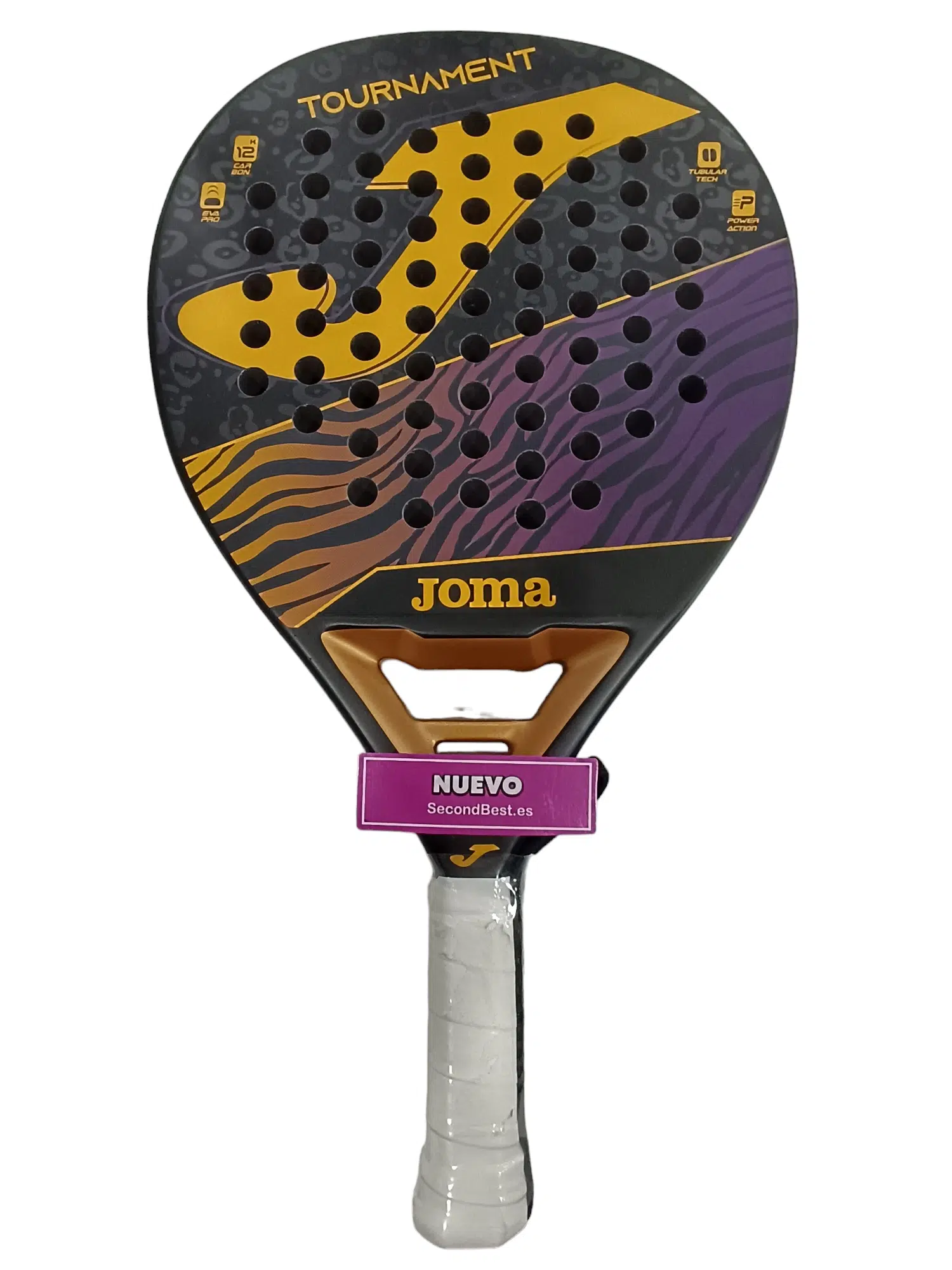 Joma Tournament Pala de Pádel Negra, Amarilla y Morada