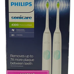 Philips Sonicare Cepillo de dientes eléctrico ProtectiveClean 4300 Dúo – Blanco