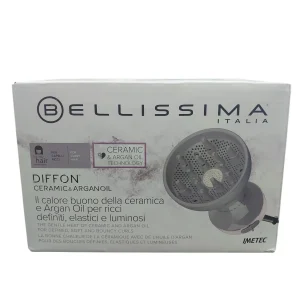 Bellissima Italia Diffon Ceramic Argan Oil Secador Difusor de Pelo Gris