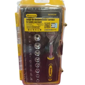 Bossram 992308 Juego de Destornillador Carraca de 38 Piezas Negro/Amarillo