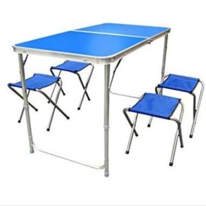 Mesa Valija Plegable para Camping con 4 Banquetas