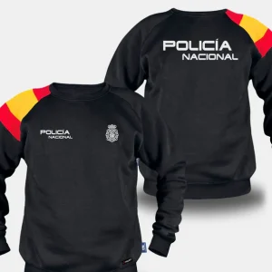 Sudadera Negra Con Bandera "POLICIA NACIONAL"
