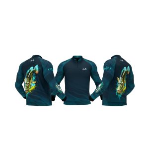 Camiseta de Pesca Presa Viva Protección UV 30+ Tucunaré Azul